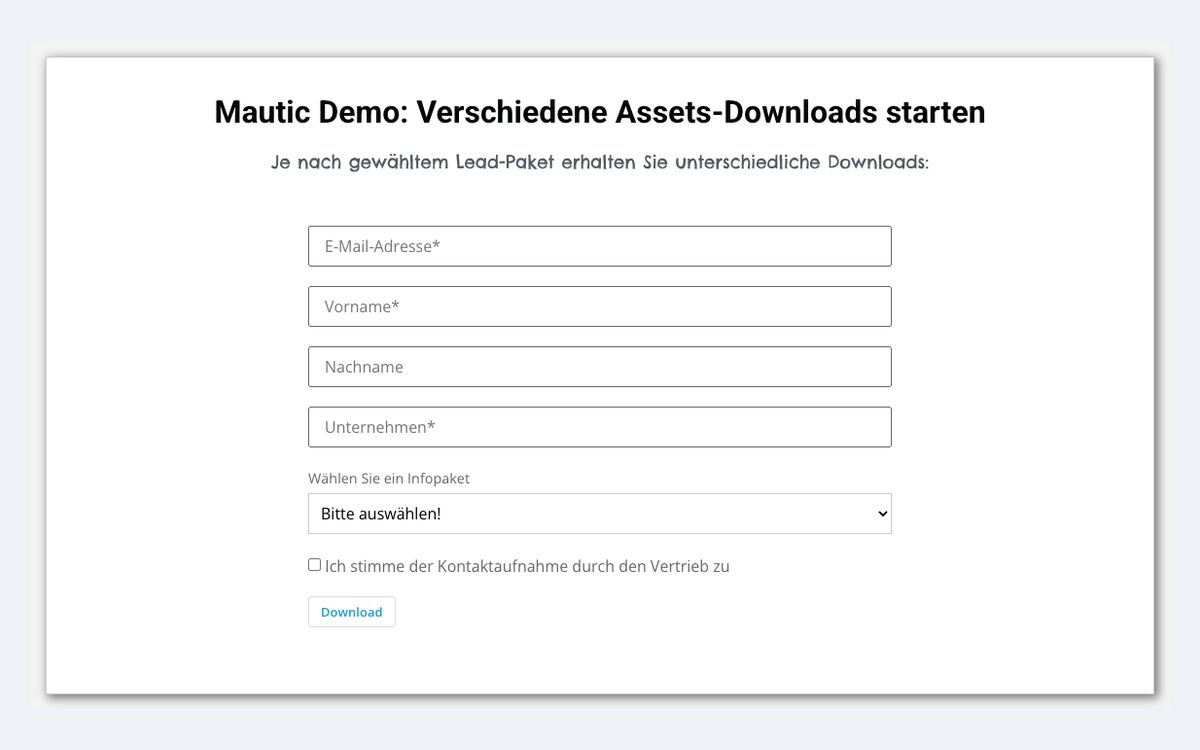 Vorschau: Download je nach Auswahl