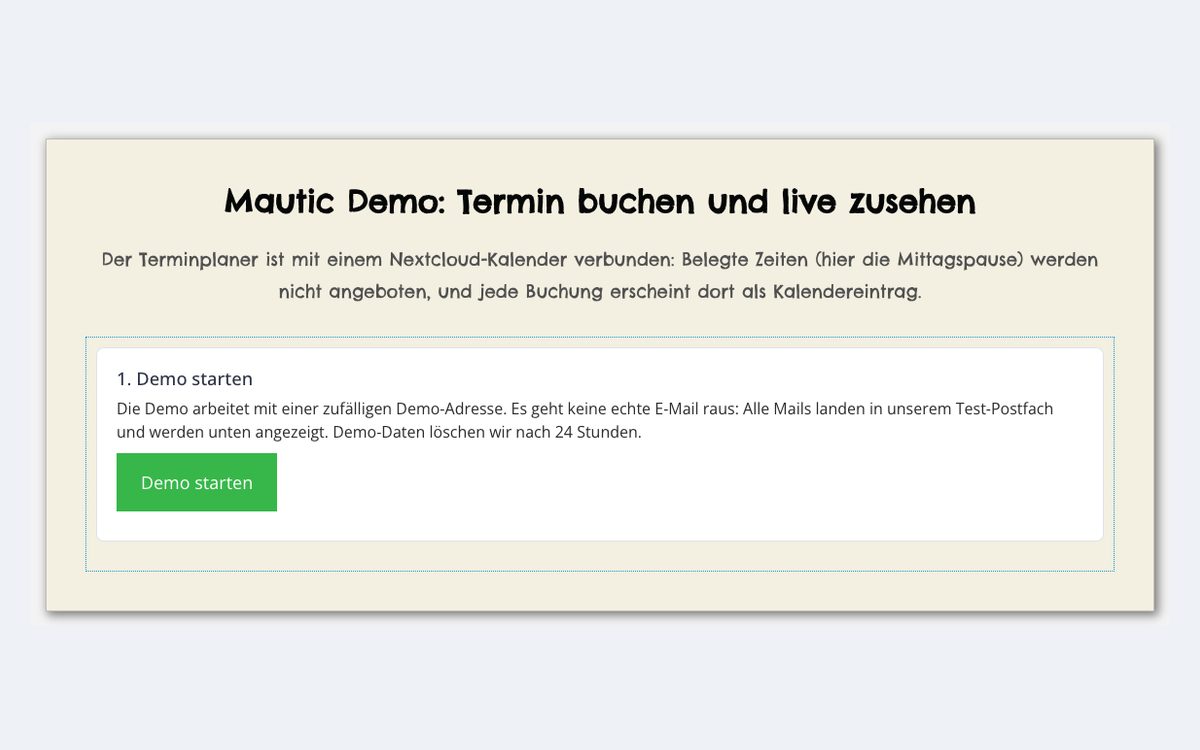 Vorschau: Terminbuchung mit Mautic