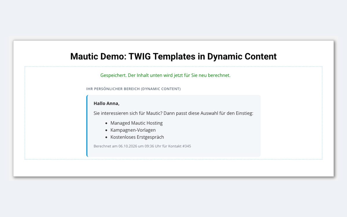 Vorschau: TWIG in Dynamic Content
